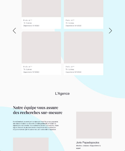 maquette de la page d'accueil du site HomeSweet